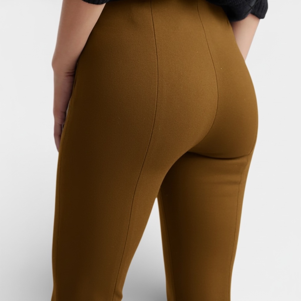 Quince Ultra-Stretch Ponte Pintuck Ankle Pants S Brown Roasted Pecan Minimalist - Picture 4 of 15